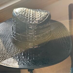Black Genuine Crocodile Cowboy Hat